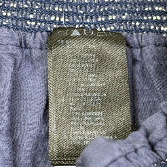 LOGG H&M Navy Polka Dot Paisley Cotton Smocked Skirt Boho Festival Airy Light 6 - Picture 12 of 12